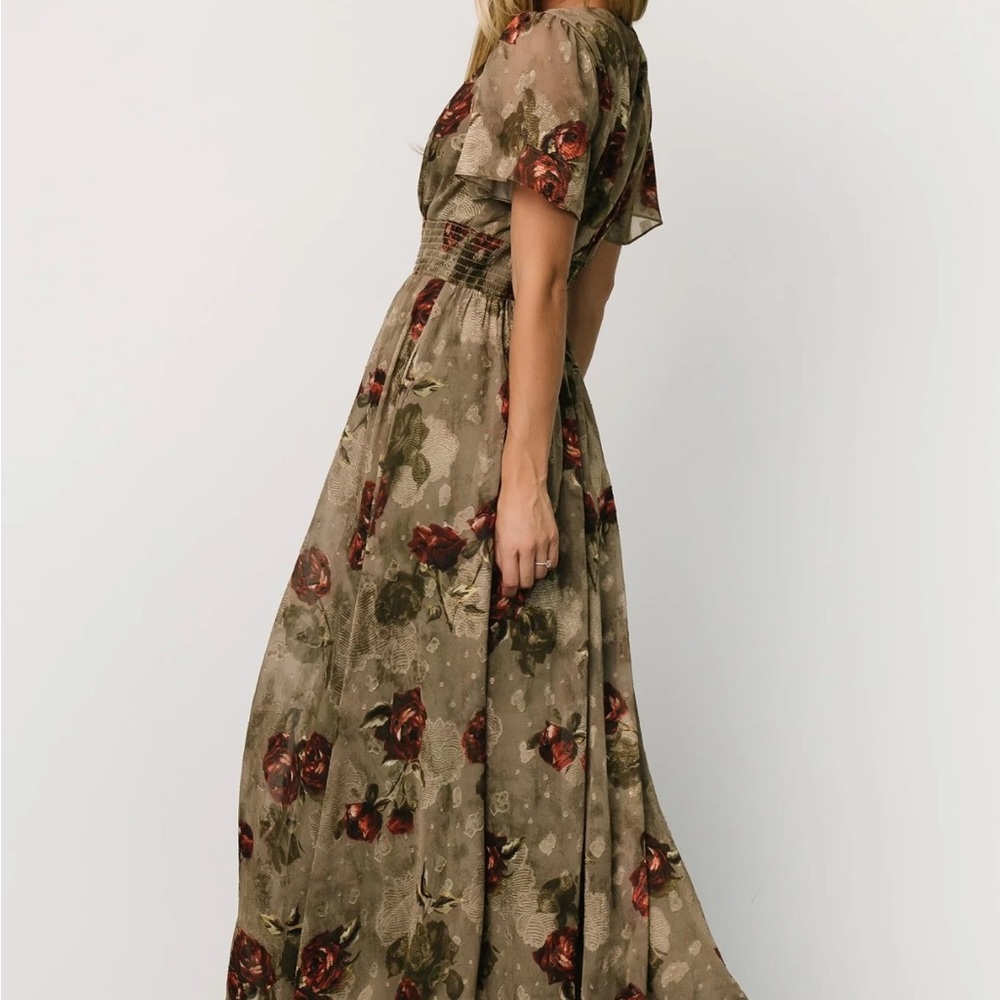 Baltic Born Floral Maxi Dress in Olive and Red - Picture 4 of 7